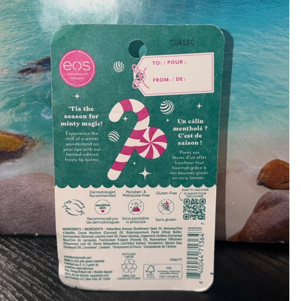 EOS Holiday Collection Lip Balm 2-Pack Peppermint Twist & Candy Cane Swirl NEW